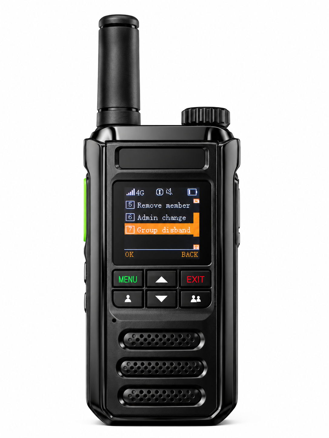 Eralion 4G LTE PoC professional two-way radio for business communication, rugged handheld design, PTT button, color screen, suitable for warehouses, logistics, hotels, security, and retail teams.